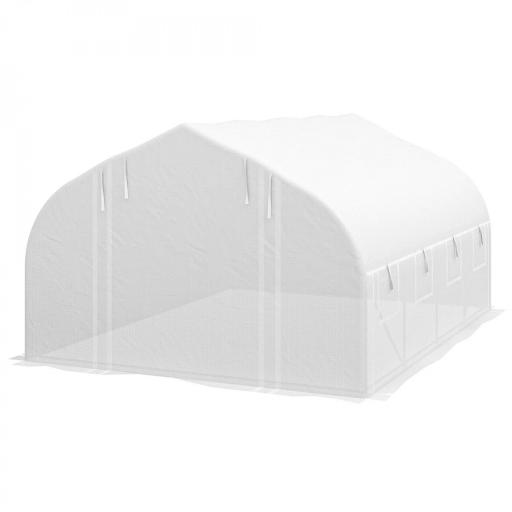 Invernadero de Túnel 4x3x2 m con Puerta de Malla y 8 Ventanas con Techo Puntiagudo Cubierta de PE Blanco [9]