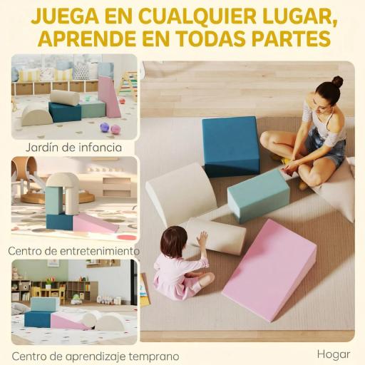 Juego de 5 Bloques de Espuma para Niños Bloques de Psicomotricidad Infantil con Base Antideslizante Funda Extraíble [4]