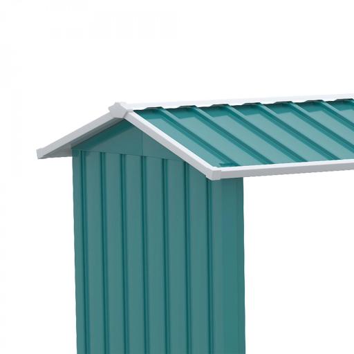 Casetilla para Leña de Acero Galvanizado Leñero Exterior Cobertizo de Almacenamiento de Troncos con Techo para Jardín Terraza 240x86x160 cm Verde [5]