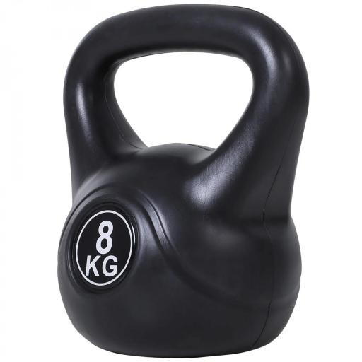 Pesa Rusa de 8 kg Kettlebell Relleno de Arena con Mango Ancho Antideslizante para Entrenamiento 22x17x24 cm Negro [9]