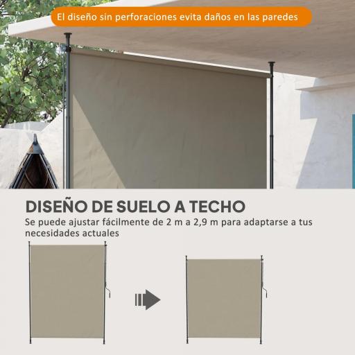Toldo Vertical Exterior 200x305 cm Pantalla de Privacidad Enrollable Ajustable con Manivela Protección UV 40+ Arena [2]