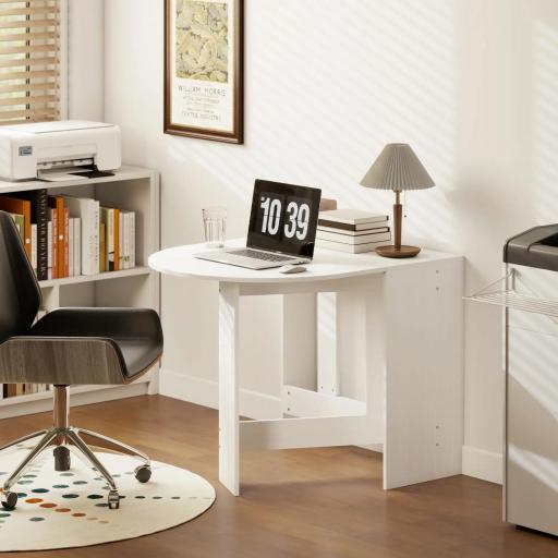 Mesa de Cocina Plegable con Alas Abatibles Mesa Multifuncional de Estilo Moderno de Forma Ovalada 163x80x75 cm Blanco [2]