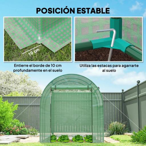 Invernadero de Jardín 180x180x200 cm Invernadero de Túnel Pequeño con Puerta Enrollable y Ventana de Malla Verde [4]