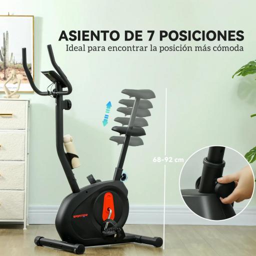 Bicicleta Estática con Resistencia Magnética Ajustable Sensor Pantalla LCD y Asiento Regulable 88x50,5x131,5 cm Negro [4]