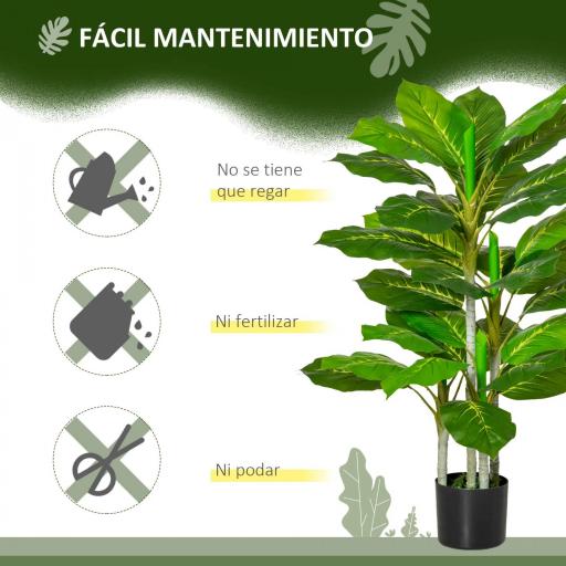 Planta Artificial Hoja Perenne Altura 95 cm con 33 Hojas Realistas en Maceta de Cemento Árbol Artificial para Interior Decoración Salón Oficina Verde [3]