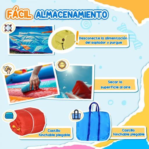 Castillo Inflable de 3-8 Años con Soplador Tobogán Trampolín Piscina Bolsa de Transporte 435x245x200 cm Multicolor [4]