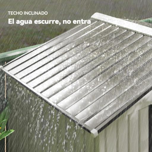 Caseta de Jardín 213x130x185 cm Cobertizo Metálico de Exterior para Almacenamiento de Herramientas Blanco [6]