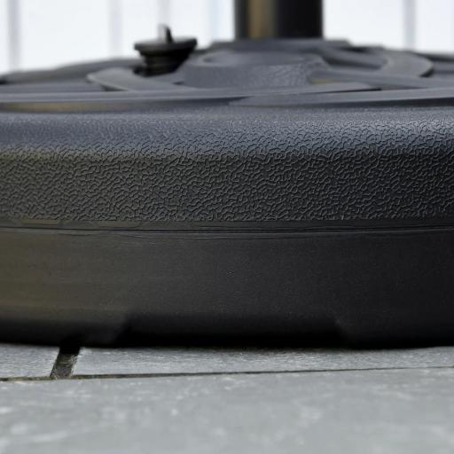Base de Sombrilla de PE Redonda para Postes de 38mm/48mm Rellenable de Arena 35 kg y Agua 25L Ø56x30,5 cm Negro [6]