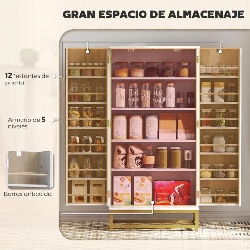Armario Despensa Cocina con 2 Puertas con 12 Estantes Alacena Moderna con 5 Estantes Ajustables Blanco [2]