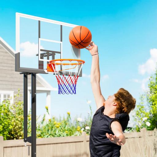 Canasta de Baloncesto Exterior en el Suelo Altura Ajustable 230-375 cm con Soporte Tablero Irrompible 120 cm Aro Ø48 cm [3]
