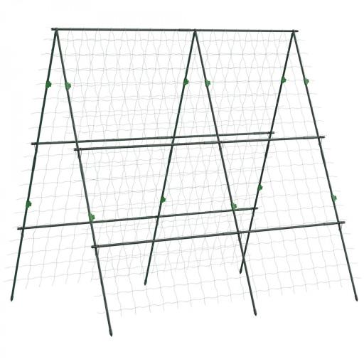 Soporte para Plantas Trepadoras de Jardín Triangular con Estructura de Acero para Frutas Verduras 180x100x180 cm Verde [9]