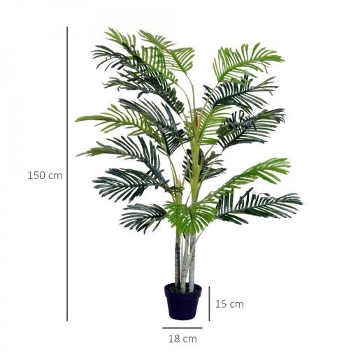 Planta Artificial Palmera 150 cm con Maceta y Musgo para Decoración Interior Salón Oficina Ø18x150 cm Verde [1]