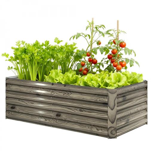 Jardinera Exterior Grande Rectangular de Acero Galvanizado para Terraza con Base Abierta 180x90x57,5 cm Natural [4]