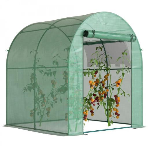 Invernadero de Jardín 180x180x200 cm Invernadero de Túnel Pequeño con Puerta Enrollable y Ventana de Malla Verde [9]