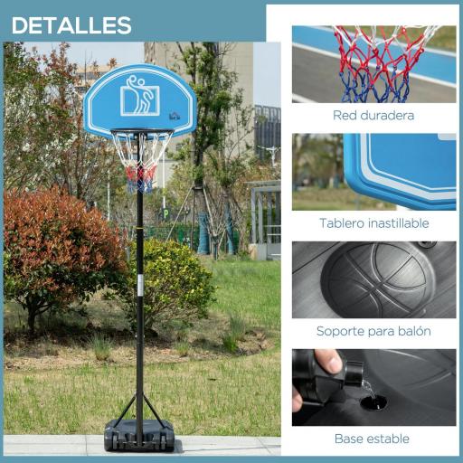 Canasta de Baloncesto para Exterior Altura Ajustable 160-210 cm con Ruedas y Base Rellenable 76x48x254 cm Negro [5]