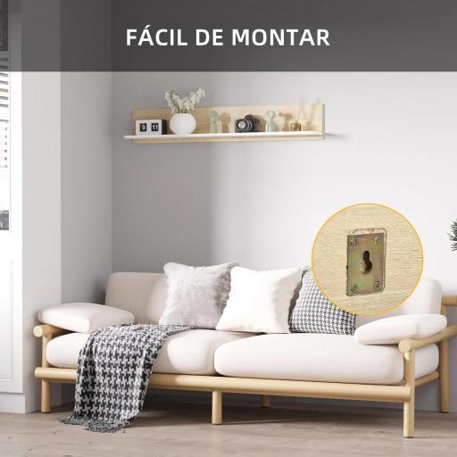 Estante Flotante de Madera Balda de Pared para Salón Dormitorio Pasillo Cocina Baño 120x15x20 cm Roble y Blanco [3]