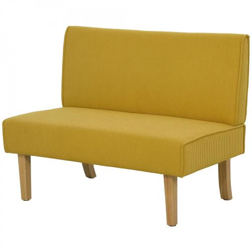 Sofá de 2 Plazas Tapizado en Pana con 2 Puertos USB 1 Puerto Tipo-C y Patas de Madera Carga 240 kg 110x60x85 cm Amarillo [8]