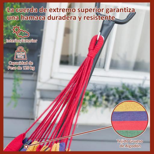 Hamaca con Soporte de Acero con Altura Ajustable en 6 Niveles y Bolsa de Transporte Carga 120 kg 200x150 cm Multicolor [5]