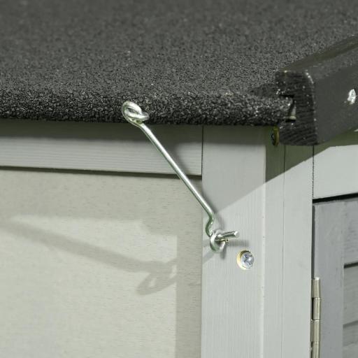 Conejera Exterior de Madera 150x52x68 cm Jaula para Conejos Grande con Techo Abatible Bandeja Extraíble y Rampa Gris [7]