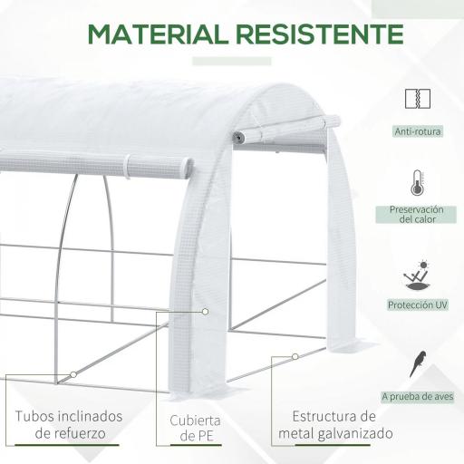 Invernadero de Exterior 6x3x2 m Invernadero de Túnel con Puerta y 12 Ventanas de Malla Enrollables Invernadero de Huerto para Patio Jardín Blanco [2]