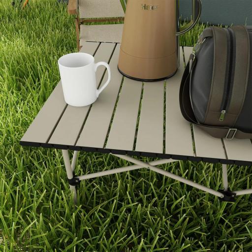 Mesa de Camping Plegable con Encimera Enrollable y Bolsa Mesa de Pícnic Portátil para Acampar 95x55x50cm Caqui [5]