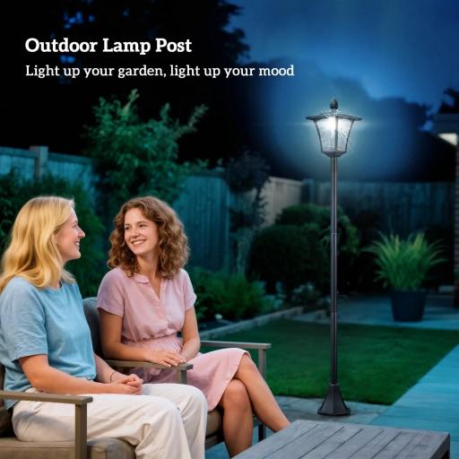 Farola Solar para Jardín con Panel Solar Encendido Automático y Marco de Acero Inoxidable 18x18x160 cm Negro [7]