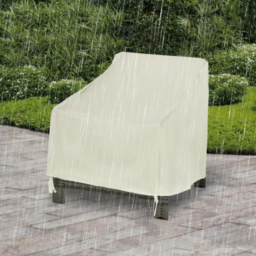 Funda Protectora para Muebles de Jardín 68x87x77cm Funda de Tela Oxford 600D Impermeable para Patio Terraza Color Beige [9]