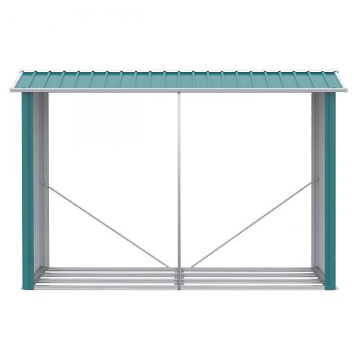 Casetilla para Leña de Acero Galvanizado Leñero Exterior Cobertizo de Almacenamiento de Troncos con Techo para Jardín Terraza 240x86x160 cm Verde [2]