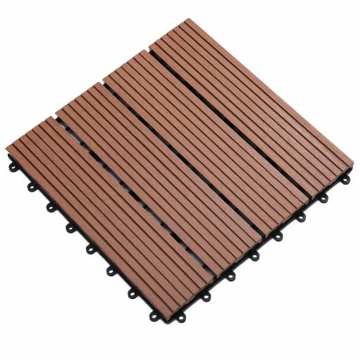 Set de 11 Piezas Baldosas de Exterior 30x30 cm 1 m² Antideslizantes y Resistentes al Clima de Fácil Instalación Marrón [8]
