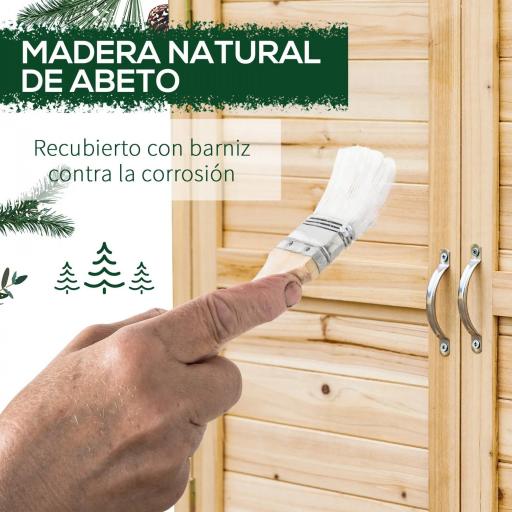 Armario de Jardín de Madera Armario Exterior con 2 Puertas Estante Patas Elevadas para Terraza Patio 83x40x92 cm Natural [4]