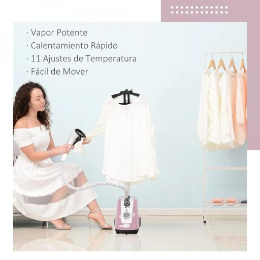 Plancha Vertical 1800W 1,4 L con Temperatura Ajustable en 11 Niveles y Barra Telescópica para Hogar Oficina Rosa [5]