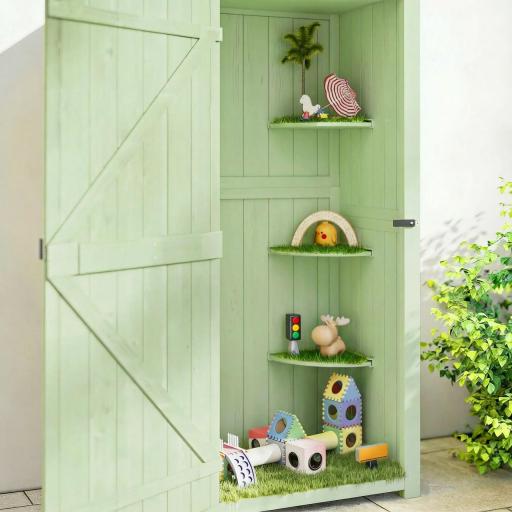 Armario de Jardín de Madera Armario de Almacenamiento Cobertizo de Jardín con Estantes 77x54,2x179 cm Verde [9]