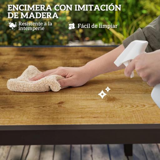 Mesa de Comedor Exterior Extensible de 160-240 cm para 6-8 Personas Mesa de Jardín Rectangular para Terraza Marrón [7]