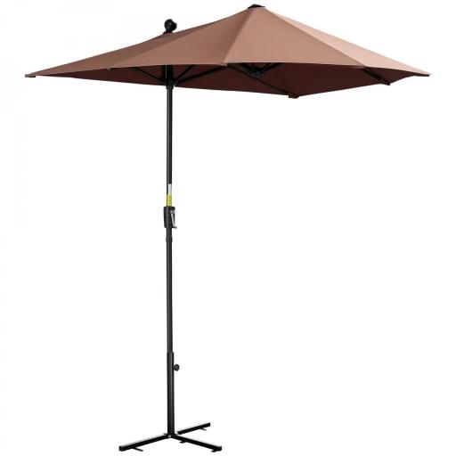 Parasol de Terraza 200x190x240 cm con Manivela Poste de Acero y Base Cruzada Anti-UV para Terraza Balcón Café [9]