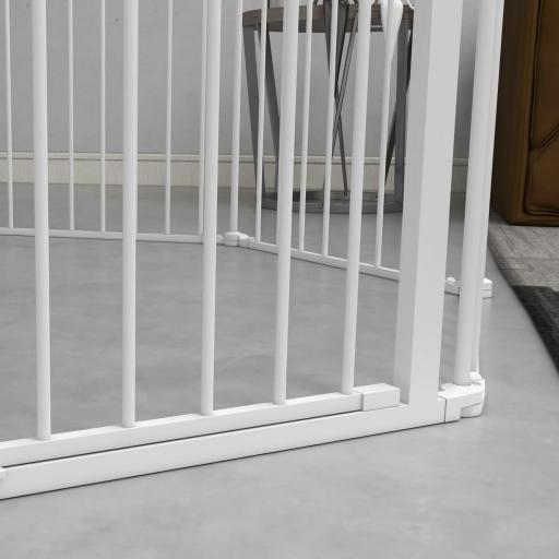 Corralito para Mascotas de 8 Paneles 64x90 cm con Doble Cerradura Función de Bloqueo Auxiliar y Forma Bricolaje Blanco [7]