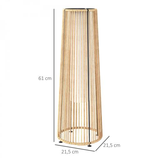 Farola Solar Exterior de Ratán Sintético con Luces LED Encendido y Apagado Automático Impermeable Ø21,5x61 cm Natural [1]