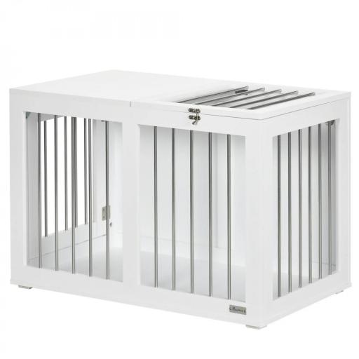 Jaula para Perros Medianos con 2 Puertas con Pestillo Estructura de Acero Inoxidable 80x50x56,5 cm Blanco [10]