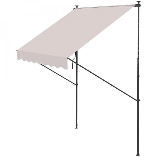 Toldo Manual Retráctil 200x175x210-310 cm Ajustable con Manivela Protección Solar UV40+ para Balcón Terraza Crema [8]