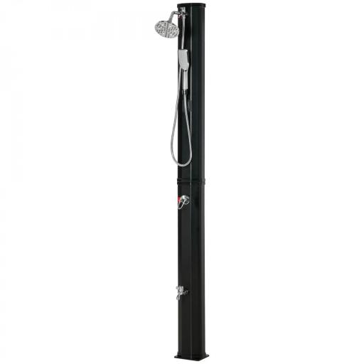 Ducha Solar de Exterior de 35L con 2 Cabezales de Ducha Grifo y Agua Caliente 0-55℃ para Jardín 17,5x14,5x216 cm Negro [8]
