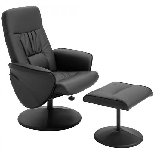 Sillón de Relax con Reposapiés Respaldo Reclinable hasta 145° para Salón Dormitorio Oficina 76x81x101 cm Negro [8]