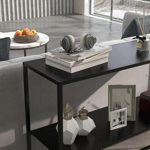 Mesa Consola de Estilo Industrial Mueble de Recibidor Elegante para Pasillo Carga 20 kg 90x30x75cm Negro [7]