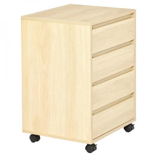Cajonera de Oficina con 4 Cajones Cajonera de Escritorio con Ruedas para Estudio 46x40x65 cm Natural [8]