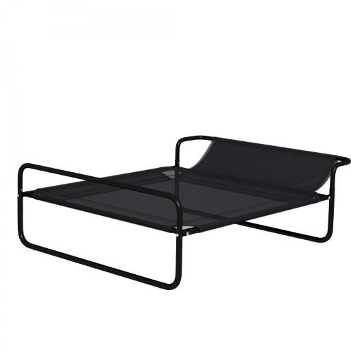 Cama Elevada para Perros Refrescante y Transpirable 91x69x29 cm Malla de Textilene Reposacabezas Inclinado Negro [9]