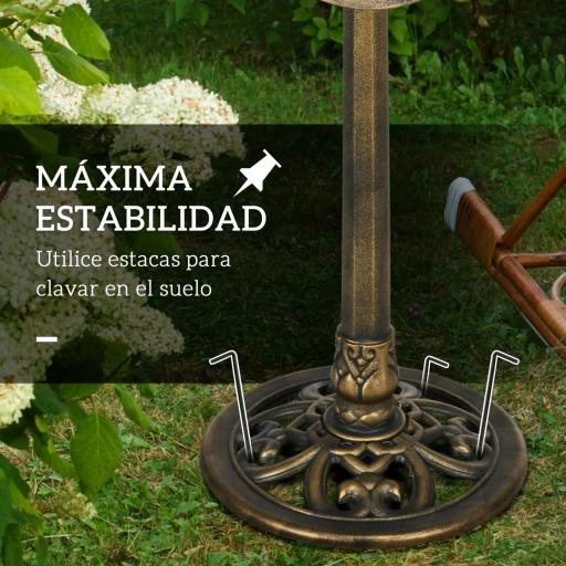 Baño para Pájaros de Jardín Exterior 71 cm con Diseño Hoja de Loto y Acabado Envejecido Ligero y Resistente Bronce [2]