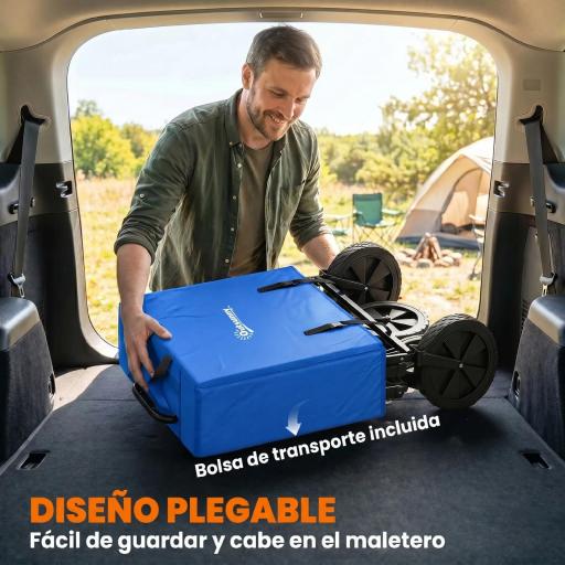 Carro Plegable con Toldo Desmontable Longitud y Ángulo del Mango Ajustables y Bolsa de Transporte Carga 100 kg Azul [4]