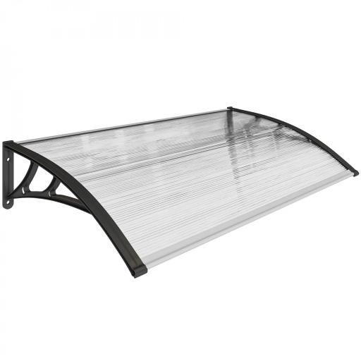 Marquesina para Puertas y Ventanas 110x60 cm con Paneles de Policarbonato Regleta de Aluminio Transparente [8]