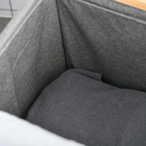 Cesto para Ropa Sucia de Bambú Cesto Rectangular de Ropa Portátil con Tapa y Bolsa Extraíble Mueble de Baño Dormitorio 40x35,5x60,5 cm Color Natural y Gris [5]