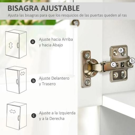 Mueble Aparador auxiliar de Cocina Alacena Armario de Comedor con Estantes Interiores Ajustables y Cajón 80x48x170 cm Blanco [6]