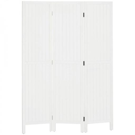 Biombo de 3 Paneles con Pantalla de Privacidad Divisor de Habitación Plegable 120x1,8x170 cm Estilo Rústico Blanco [4]