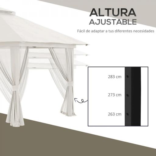 Carpa Plegable Pop-up con Altura Ajustable Protección UV50+ Doble Techo y Mosquiteras 4x4x2,8 m Crema [6]
